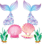 6 Pcs Under The Sea Party Decorations Set Large Mermaid Tail Seaweed