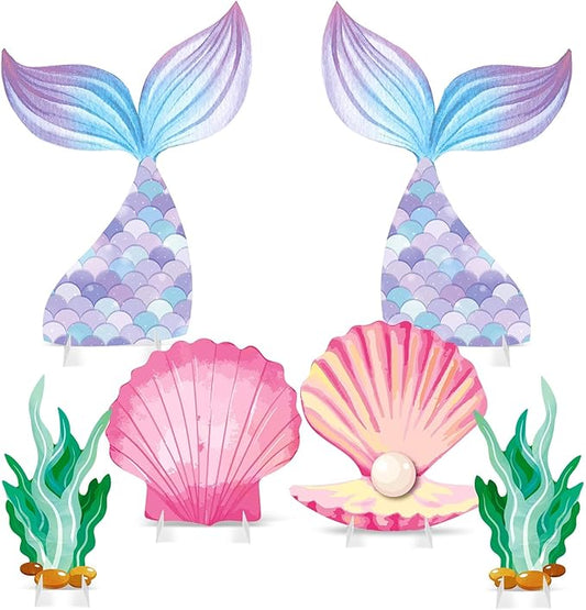 6 Pcs Under The Sea Party Decorations Set Large Mermaid Tail Seaweed