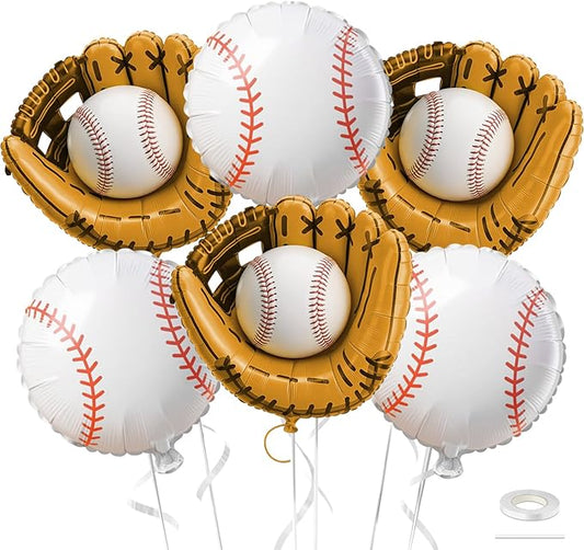 Biapian Baseball Balloons Foil, 18 Inch Round Baseball and Glove