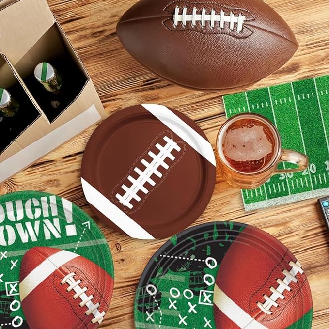 163PCS Football Party Supplies Tableware Serves 20 Guests Set