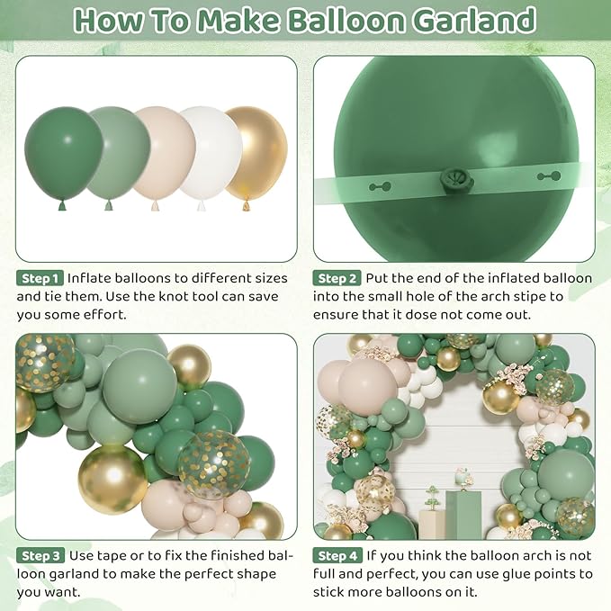 Ouddy Party Sage Green Balloons Arch Garland Kit, Different Sizes 18