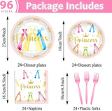 96Pcs Princess Birthday Party Decorations Princess Themed Tableware