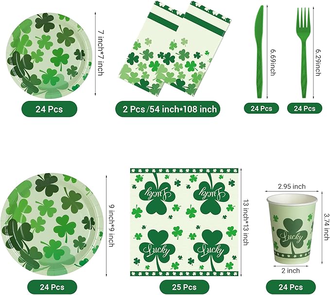 St Patricks Day Party Supplies Decorations 147 Pcs Disposable St