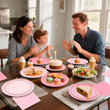 180Pcs Pink Paper Plates Party Supplies Boho Paper Plates and Napkins