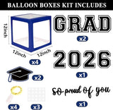 Navy Blue Graduation Decorations 2026 Set of 4 Grad Balloon Boxes
