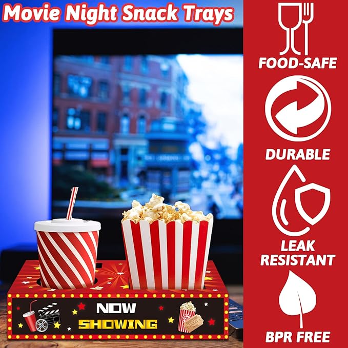32Pcs Movie Night Snack Trays Hold Popcorn Candy Food Drink Movie
