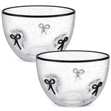 Potchen 2 Pcs Black Bow Candy Bowl Dish, 14oz Glass Dessert Bowls with
