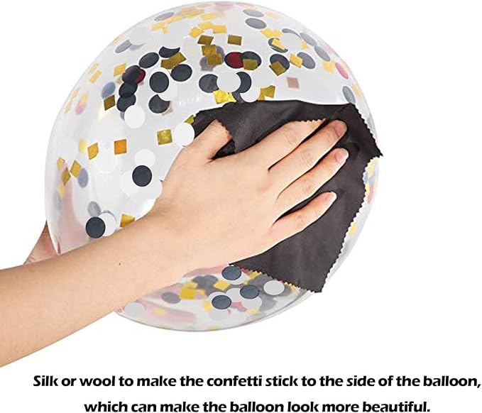 72 Pack Black Gold Confetti Balloons Kit, 12 Inch Black Gold White