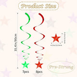 BEISHIDA Red Green Star Hanging Swirl Christmas Decorations Ceiling