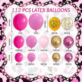 Hot Pink Cheetah Print Balloon Arch Kit 112Pcs Pink Gold Balloon