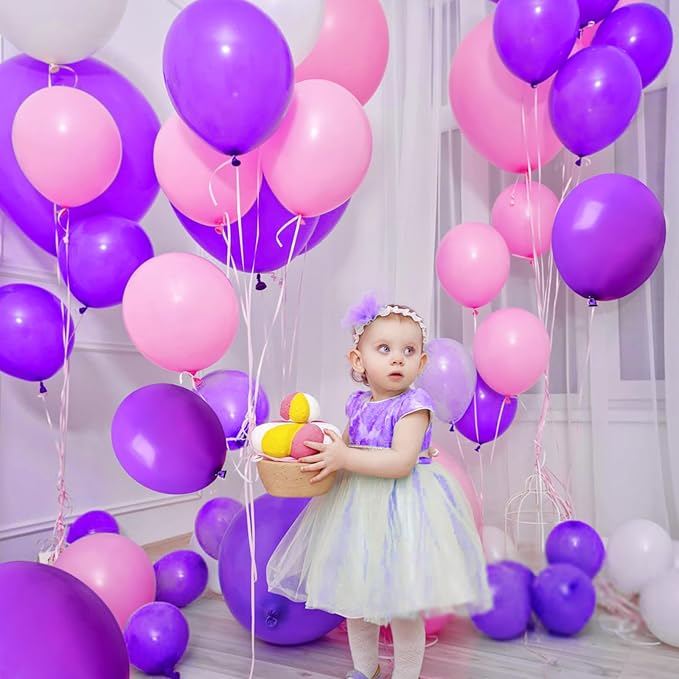Purple Balloons 100 Pack 12 inch Thicken Latex Matte Purple Balloons
