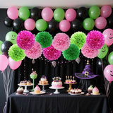 We Moment Pink and Green Tissue Paper Pom Poms，Hanging Pom Poms
