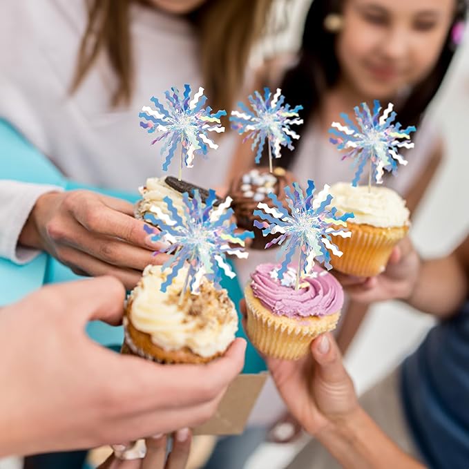 Gyufise 30Pcs Foil Firework Cupcake Toppers Happy Birthday Cake #4