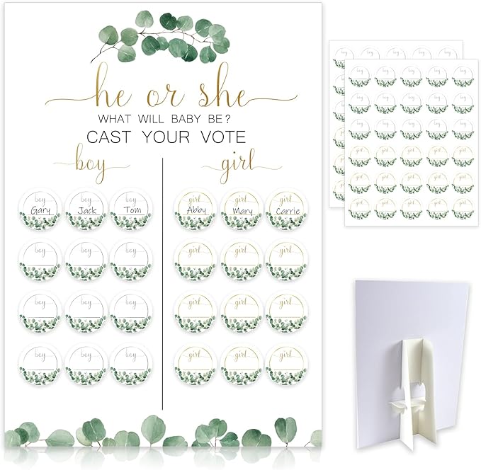 Greenery Baby Gender Reveal Board with Stand 12x17 60 Eucalyptus