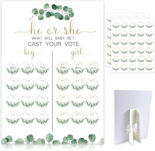 Greenery Baby Gender Reveal Board with Stand 12x17 60 Eucalyptus