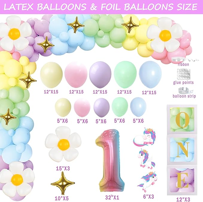 Unicorn 1st Birthday Decorations Girl's First Birthday Party Pack