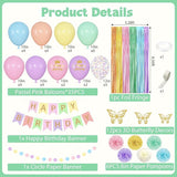 Pastel Birthday Decorations for Women Girls, Rainbow Colorful Printed