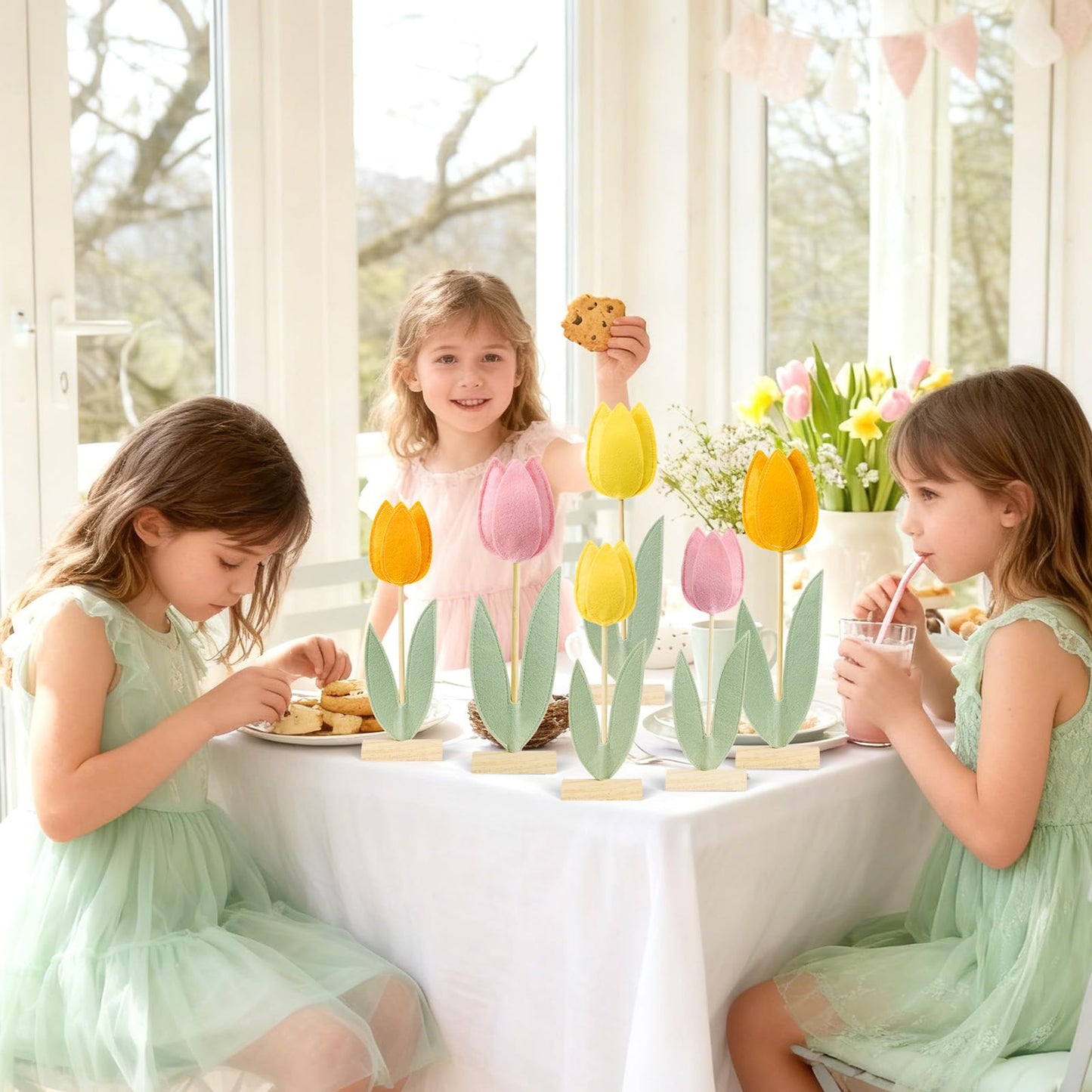 Paper Jazz 6 Pcs Tulip Centerpiece for Table Spring Felt Tulip