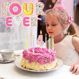 MTLEE Number 4 Birthday Candle with 12 Pcs Spiral Candles for Girls