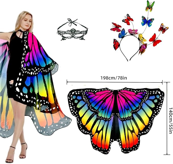 Halloween Butterfly Wings Costume for Womens Moth Wings Butterfly