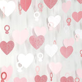Rose-Gold Pink White Heart-Ring Garland - 52Ft Engagement