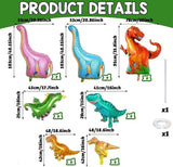 Dinosaur Foil Balloons Set 12 50 in 7 Pieces Large Dinosaur Aluminum