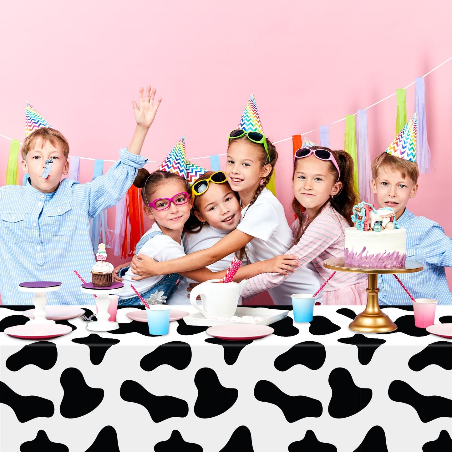 CHUNNIN 4PCS Disco Cowgirl Party Decorations Pink Cowgirl Tablecloth