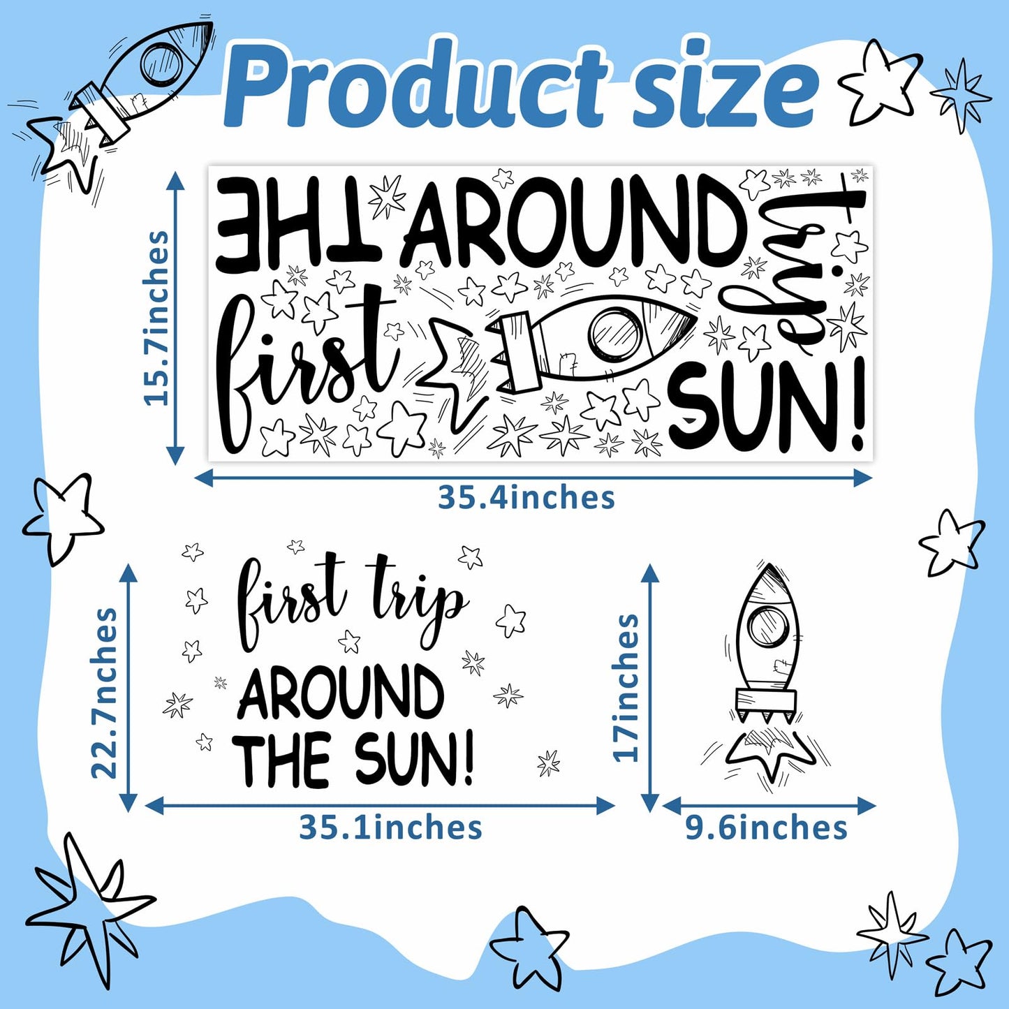 Outer Space First Birthday Party Decorations Sign for Backdrop First