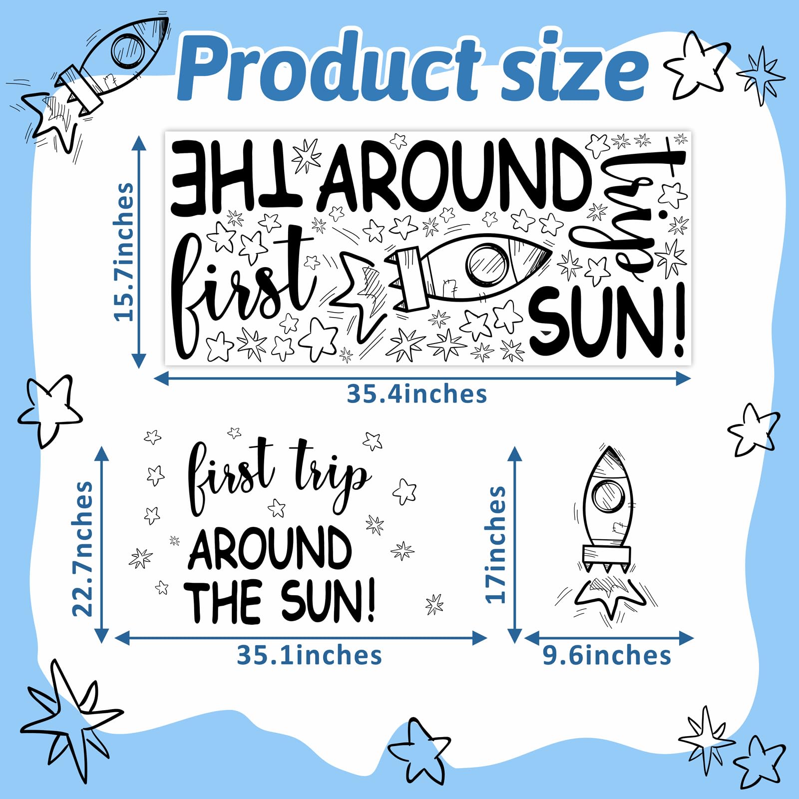 Outer Space First Birthday Party Decorations Sign for Backdrop First