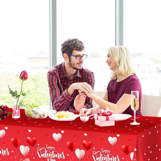 3 pcs Valentines Day Tablecloths Happy Valentines Day Plastic