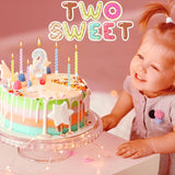 MTLEE Number 2 Birthday Candle with 12 Pcs Spiral Candles for Girls