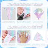 Biapian Sea Shells Balloons, Large Mermaid Shells Foil Balloon, 6 Pcs