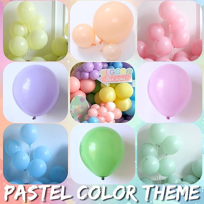 Pastel Easter Bunny Balloon Arch Kit 149Pcs Pastel Rainbow Balloon