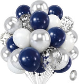 Zesliwy Navy Blue Silver Balloons Kit,50pcs 12inch Royal Dark Blue