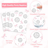 96PCS Volleyball and Bow Party Paper Plates and Napkins for Sports