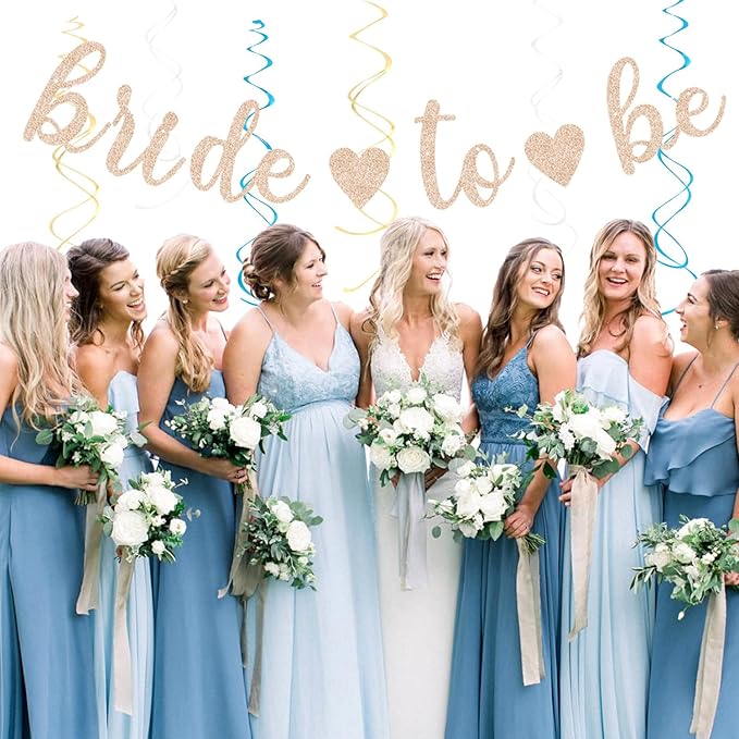 Beige-Champagne-Blue Boho Bachelorette Party-Decorations - 21pcs
