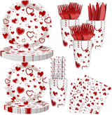 112 PCS Valentines Day Plates and Napkins Party Decorations Red