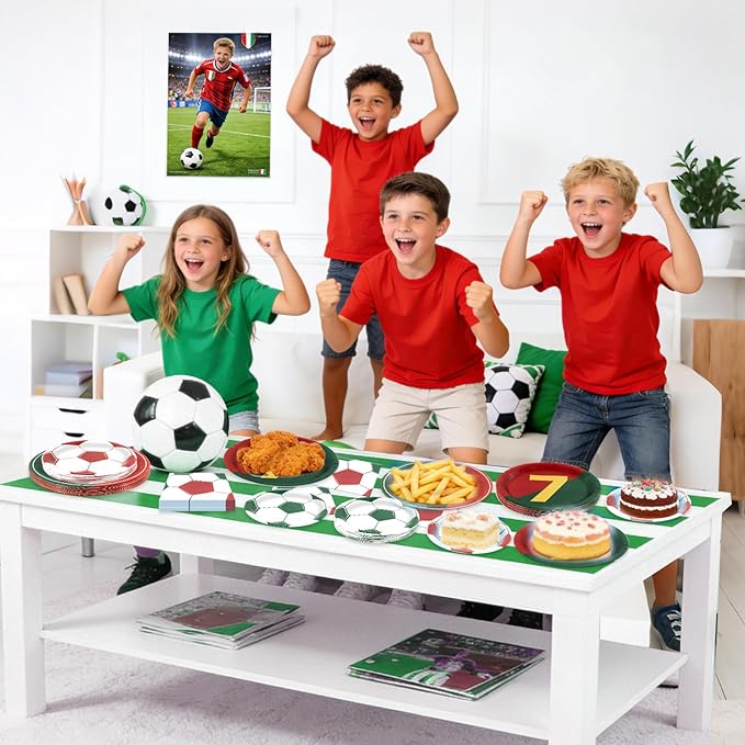 180Pcs Soccer Party Supplies Paper Plates and Napkins Serve 60