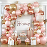 Rose Gold Pink Balloon Arch Kit, Double Stuffed Pearl White Rose Gold