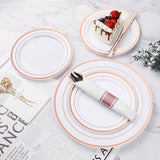 BESTVIP 350PCS Rose Gold Plastic Dinnerware Set, Disposable Party