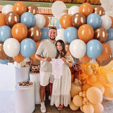 Orange and Blue Balloons, Retro Burnt Orange terracotta Dusty Blue