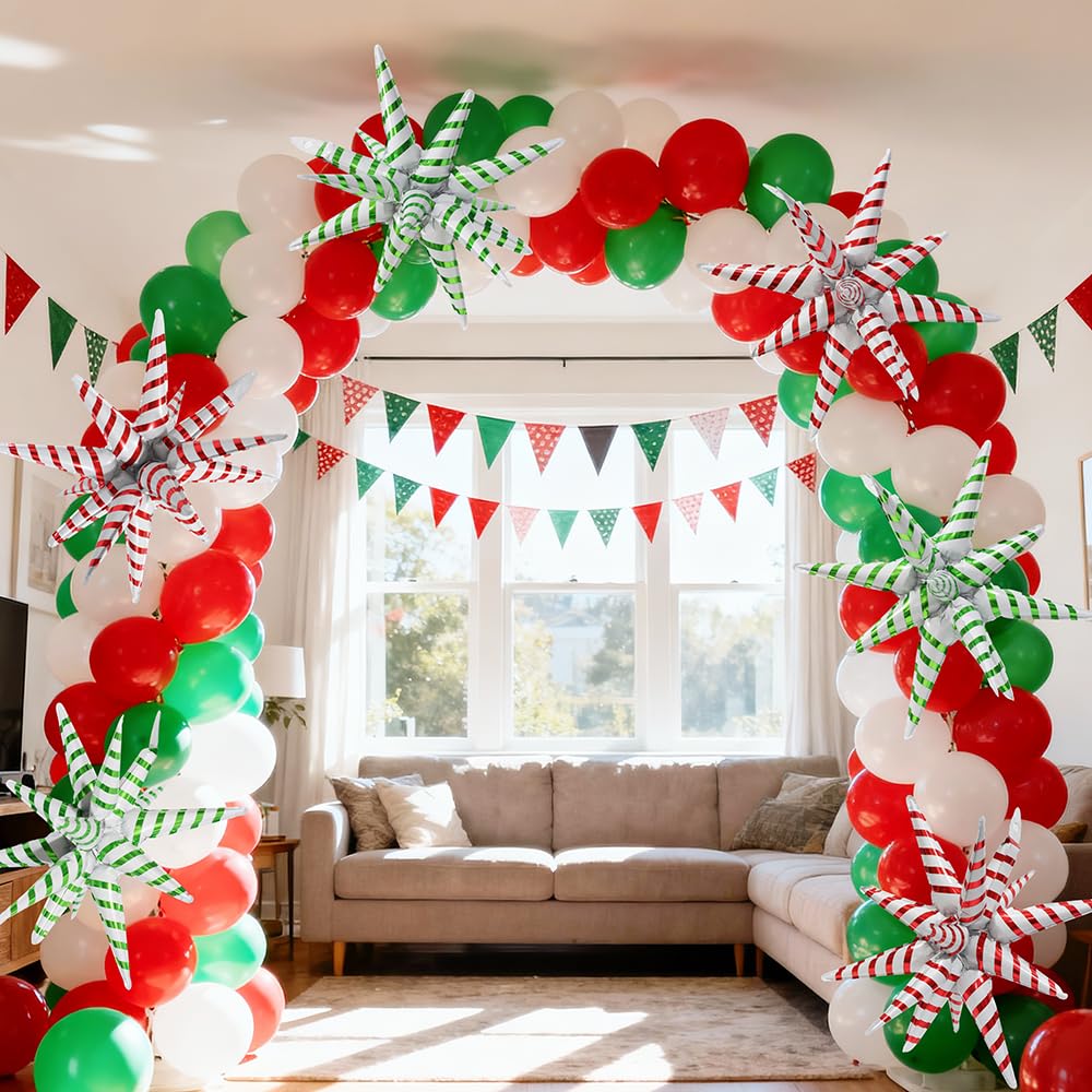 Green White Christmas Balloon Winter Holiday Happy New Year Xmas Eve