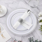 BESTVIP 175PCS Silver Plastic Dinnerware Set, Disposable Party Plates
