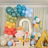 Retro Boho Balloon Arch Garland Kit 163Pcs Retro Blue Orange Mustard