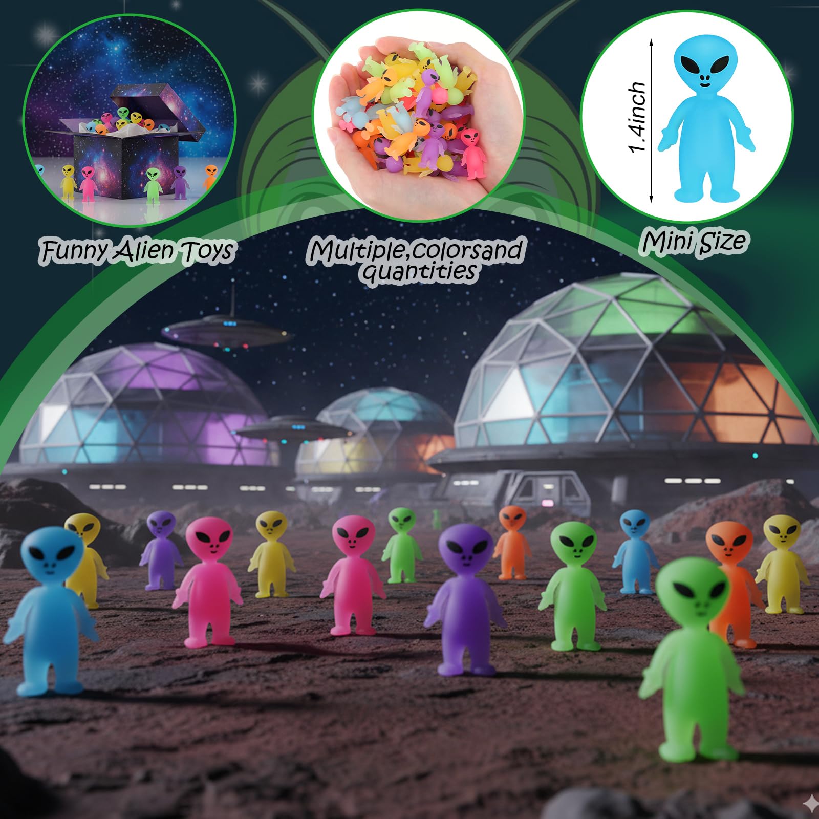 60 Pcs Colorful Mini Alien Figures Bulk Glow in The Dark