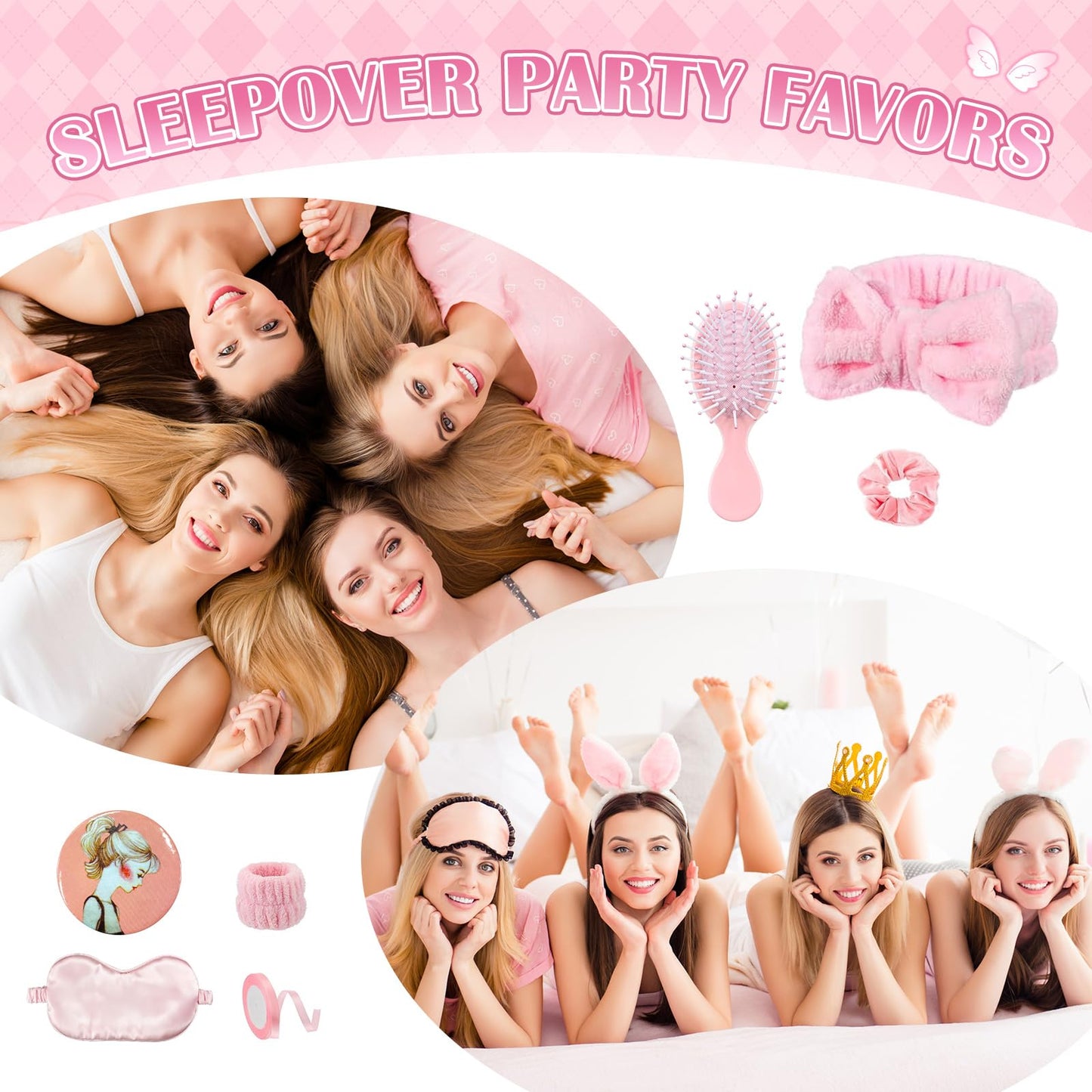9 Pcs Sleepover Party Supplies for Girls Include Spa Headband Sleep