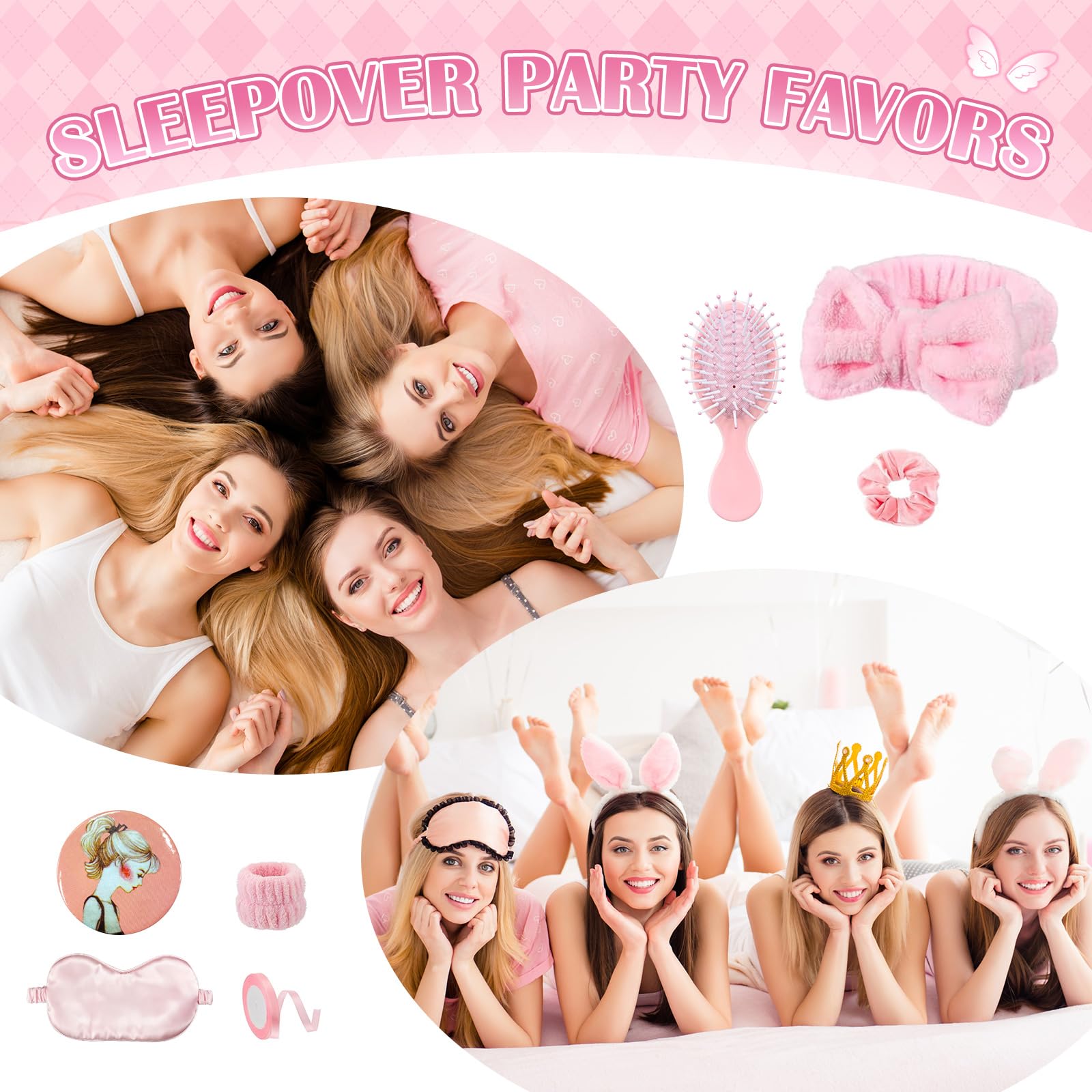 9 Pcs Sleepover Party Supplies for Girls Include Spa Headband Sleep