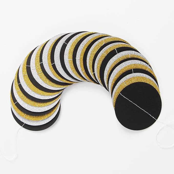 Silver Black Gold Party Decorations - 52Ft Paper Streamers Garland
