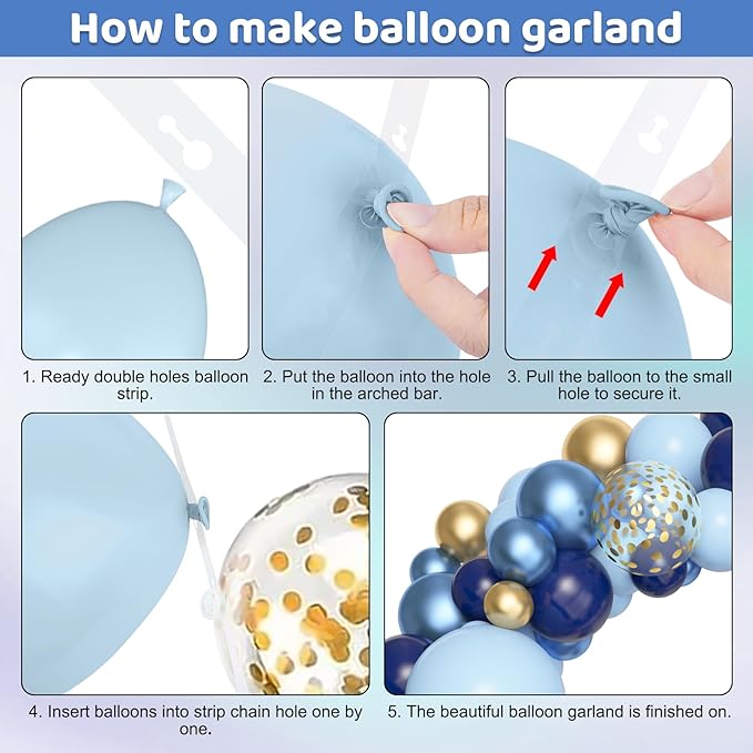 Amandir 153pcs Navy Blue Gold Balloon Garland Arch Kit, Different
