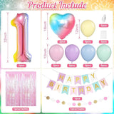 1st Birthday Decorations Rainbow Gradient Number 1 Balloon Pastel